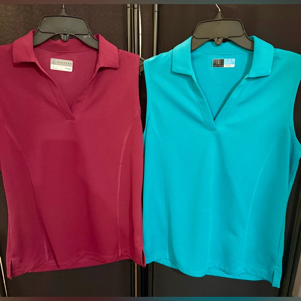 2 PGA Tour sleeveless tops. Sz. M Fushia & Teal - Picture 8 of 9